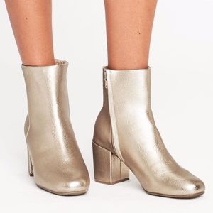 Gold Block Heel Booties